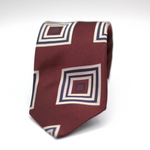 Cruciani & Bella 100% Silk Jacquard  Tipped Burgundy, Grey and Blue motif tie Handmade in Italy 8 cm x 150 cm
