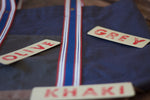 Patchwork Tote Bag - Dry waxed ripstop cotton - Olive Green and Grey - Royal blue handles