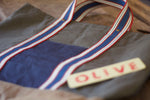 Patchwork Tote Bag - Dry waxed ripstop cotton - Olive Green and Grey - Royal blue handles