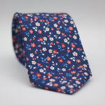 Holliday & Brown for Cruciani & Bella 100% printed Silk Self Tipped Blue, with White and Red Floral motif tie Handmade in Italy 8 cm x 150 cm #6311