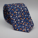 Blue, with White and Orange Floral motif tie #6309