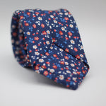 Holliday & Brown for Cruciani & Bella 100% printed Silk Self Tipped Blue, with White and Red Floral motif tie Handmade in Italy 8 cm x 150 cm #6311
