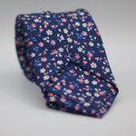 Holliday & Brown for Cruciani & Bella 100% printed Silk Self Tipped Blue, with White and Pink Floral motif tie Handmade in Italy 8 cm x 150 cm #6308