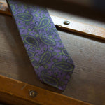 Cruciani & Bella - Printed Madder Silk  - Purple, Green Motifs - Unlined tie #7496