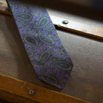 Cruciani & Bella - Printed Madder Silk  - Purple, Green Motifs - Unlined tie #7496