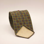 Cruciani & Bella  100% Printed Madder Silk  Italian fabric  Unlined tie Green, Blue, Light Blue and Rust 8 cm x 150 cm #7505