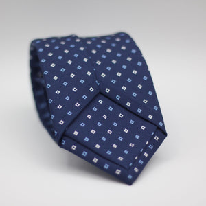 Holliday & Brown for Cruciani & Bella 100% printed Silk Self tipped Blue with White and Blue geometrical motif tie Handmade in Italy 8 cm x 150 cm #6319