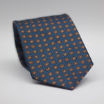 Holliday & Brown for Cruciani & Bella 100% Woven Jacquard Silk Tipped Olympic Blue, with Brown floral motif tie Handmade in Italy 8 cm x 150 cm #7019
