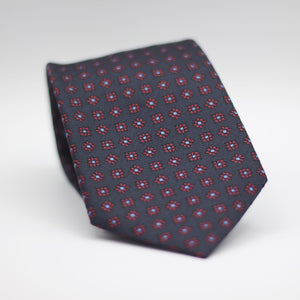 Holliday & Brown for Cruciani & Bella 100% Woven Jacquard Silk Tipped Black, with Red floral motif tie Handmade in Italy 8 cm x 150 cm #7016