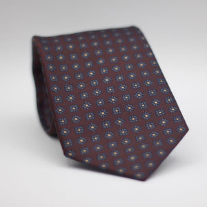 Holliday & Brown for Cruciani & Bella 100% Woven Jacquard Silk Tipped Burgundy, with Grey floral motif tie Handmade in Italy 8 cm x 150 cm #7018