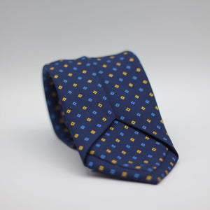 Holliday & Brown for Cruciani & Bella 100% printed Silk Self Tipped Blue, with Light Blue and Yellow motif tie Handmade in Italy 8 cm x 150 cm #6453