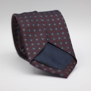 Holliday & Brown for Cruciani & Bella 100% Woven Jacquard Silk Tipped Burgundy, with Grey floral motif tie Handmade in Italy 8 cm x 150 cm #7018