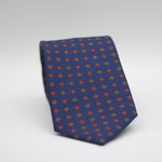Holliday & Brown for Cruciani & Bella 100% printed Silk Self Tipped Blue, with Brown and Red  motif tie Handmade in Italy 8 cm x 150 cm #5799