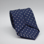 Holliday & Brown for Cruciani & Bella 100% printed Silk Self Tipped Blue, with Red and White floral motif tie Handmade in Italy 8 cm x 150 cm #6333