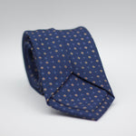 Holliday & Brown for Cruciani & Bella 100% printed Silk Self Tipped Blue, with Brown, Blue  and Cream motif tie Handmade in Italy 8 cm x 150 cm #5781