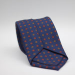 Holliday & Brown for Cruciani & Bella 100% printed Silk Self Tipped Blue, with Brown and Red  motif tie Handmade in Italy 8 cm x 150 cm #5799