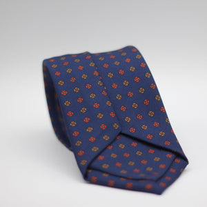 Holliday & Brown for Cruciani & Bella 100% printed Silk Self Tipped Blue, with Brown and Red  motif tie Handmade in Italy 8 cm x 150 cm #5799