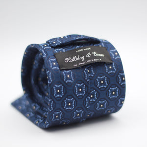  Blue with Light Blue, Blue Navy and White motif tie #6990