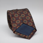 Holliday & Brown for Cruciani & Bella 100% Woven Jacquard Silk Tipped Bronze with Blue  and Gold motif tie Handmade in Italy 8 cm x 150 cm #7006