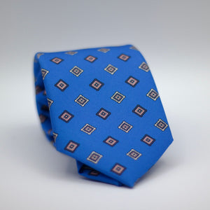 Holliday & Brown for Cruciani & Bella 100% printed Silk Self Tipped Blue, with Pink, Blue Navy and White motif tie Handmade in Italy 8 cm x 150 cm #6335