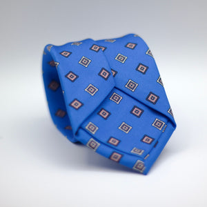 Holliday & Brown for Cruciani & Bella 100% printed Silk Self Tipped Blue, with Pink, Blue Navy and White motif tie Handmade in Italy 8 cm x 150 cm #6335