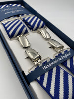 Albert Thurston - Elastic Clip-on-braces  - 35 mm - White and Blue stripes #4810