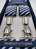 Albert Thurston - Elastic Clip-on-braces  - 35 mm - White and Blue stripes #4810