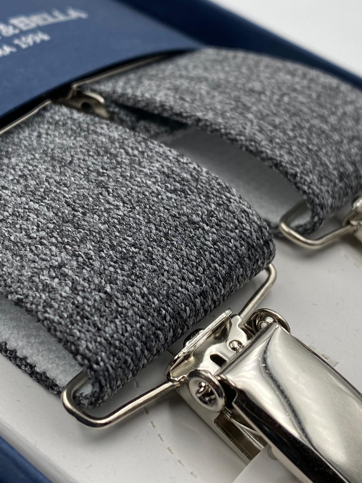Albert Thurston for Cruciani & Bella Made in England Clip on Adjustable Sizing 35 mm elastic braces Light Grey Plain X-Shaped Nickel Fittings Size: L #4830