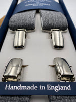 Albert Thurston for Cruciani & Bella Made in England Clip on Adjustable Sizing 35 mm elastic braces Light Grey Plain X-Shaped Nickel Fittings Size: L #4830