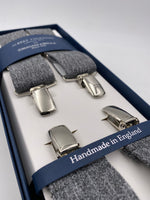 Albert Thurston for Cruciani & Bella Made in England Clip on Adjustable Sizing 35 mm elastic braces Light Grey Plain X-Shaped Nickel Fittings Size: L #4830