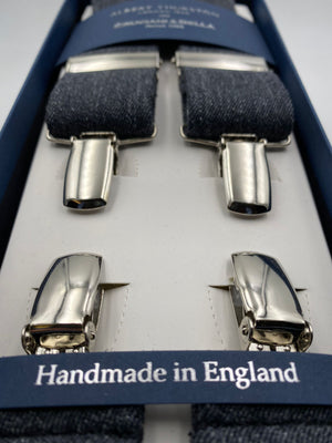 Albert Thurston for Cruciani & Bella Made in England Clip on Adjustable Sizing 35 mm elastic braces Medium Grey Plain X-Shaped Nickel Fittings Size: L #4832