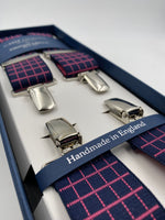 Albert Thurston - Elastic Clip-on-braces  - 35 mm - Blue and Pink Squares #4812
