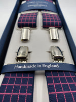 Albert Thurston - Elastic Clip-on-braces  - 35 mm - Blue and Pink Squares #4812