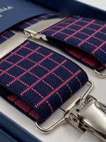 Albert Thurston - Elastic Clip-on-braces  - 35 mm - Blue and Pink Squares #4812