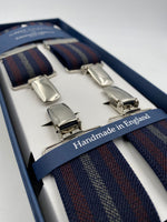 Albert Thurston - Elastic Clip-on-braces  - 35 mm - Blue and Burgundy Stripes #4802
