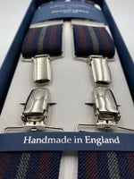 Albert Thurston - Elastic Clip-on-braces  - 35 mm - Blue and Burgundy Stripes #4802