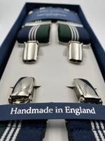 Albert Thurston - Elastic Clip-on-braces  - 35 mm - Blue, Green and White Stripe #4804