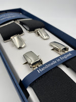 Albert Thurston for Cruciani & Bella Made in England Clip on Adjustable Sizing 35 mm elastic braces Black Plain X-Shaped Nickel Fittings Size: L #4823