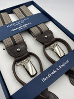 Albert Thurston for Cruciani & Bella Made in England 2 in 1 Adjustable Sizing 35 mm elastic braces Brown Stripes Y-Shaped Nickel Fittings #4877