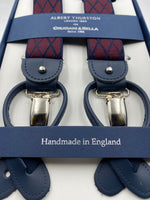 Albert Thurston for Cruciani & Bella Made in England 2 in 1 Adjustable Sizing 35 mm elastic braces Red and Blue Rhombus Y-Shaped Nickel Fittings #4789