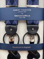 Albert Thurston for Cruciani & Bella Made in England 2 in 1 Adjustable Sizing 35 mm elastic braces Light Blue and Blue Tartan Y-Shaped Nickel Fittings #4885
