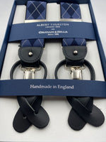 Albert Thurston for Cruciani & Bella Made in England 2 in 1 Adjustable Sizing 35 mm elastic braces Light Blue and Blue Tartan Y-Shaped Nickel Fittings #4885