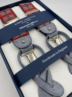 Albert Thurston for Cruciani & Bella Made in England 2 in 1 Adjustable Sizing 35 mm elastic braces Grey and Red Tartan Y-Shaped Nickel Fittings #4884