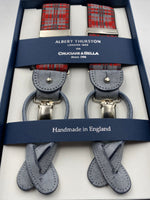 Albert Thurston for Cruciani & Bella Made in England 2 in 1 Adjustable Sizing 35 mm elastic braces Grey and Red Tartan Y-Shaped Nickel Fittings #4884