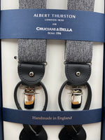 Albert Thurston for Cruciani & Bella Made in England 2 in 1 Adjustable Sizing 35 mm elastic braces Grey Plain Y-Shaped Nickel Fittings #4869
