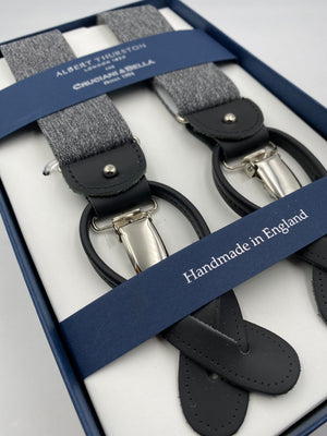Albert Thurston for Cruciani & Bella Made in England 2 in 1 Adjustable Sizing 35 mm elastic braces Grey Plain Y-Shaped Nickel Fittings #4869