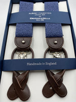 Albert Thurston for Cruciani & Bella Made in England 2 in 1 Adjustable Sizing 35 mm elastic braces Blue Denim Plain Y-Shaped Nickel Fittings #4870