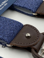 Albert Thurston for Cruciani & Bella Made in England 2 in 1 Adjustable Sizing 35 mm elastic braces Blue Denim Plain Y-Shaped Nickel Fittings #4870