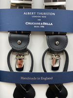 Albert Thurston for Cruciani & Bella Made in England 2 in 1 Adjustable Sizing 35 mm elastic braces Dark Brown and Black Stripes Y-Shaped Nickel Fittings #4866