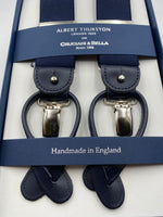 Albert Thurston for Cruciani & Bella Made in England 2 in 1 Adjustable Sizing 35 mm elastic braces Navy Blue Plain Y-Shaped Nickel Fittings #4886